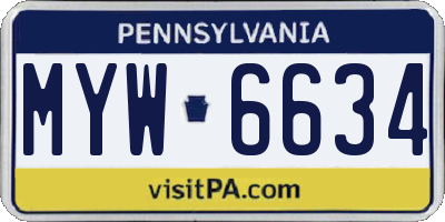PA license plate MYW6634