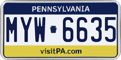 PA license plate MYW6635