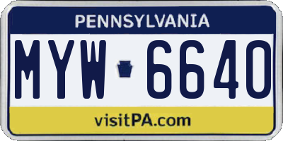PA license plate MYW6640
