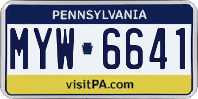 PA license plate MYW6641