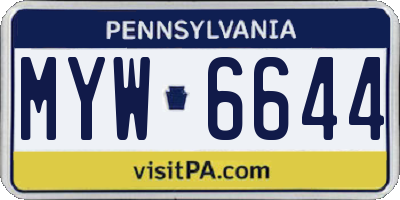 PA license plate MYW6644