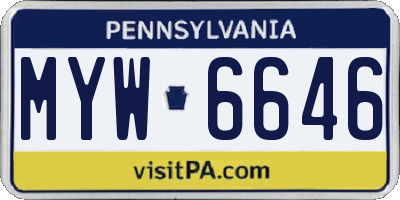 PA license plate MYW6646
