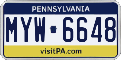 PA license plate MYW6648