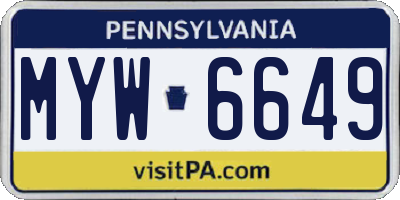 PA license plate MYW6649
