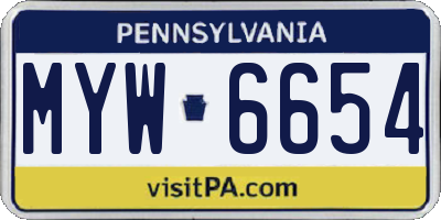 PA license plate MYW6654