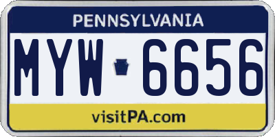 PA license plate MYW6656