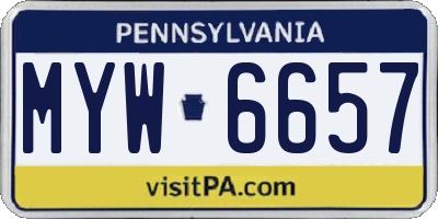 PA license plate MYW6657