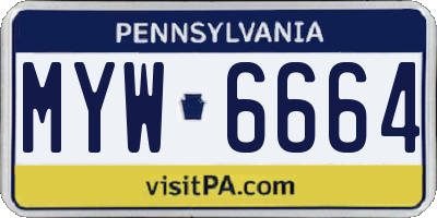 PA license plate MYW6664