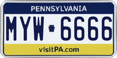 PA license plate MYW6666