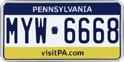 PA license plate MYW6668