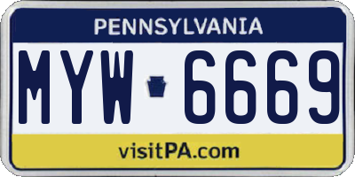 PA license plate MYW6669