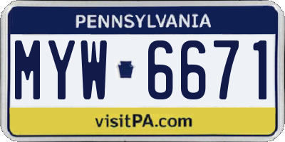 PA license plate MYW6671