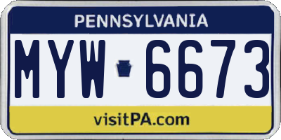 PA license plate MYW6673