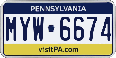 PA license plate MYW6674