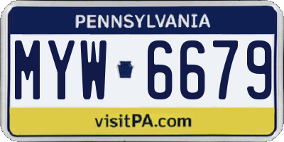 PA license plate MYW6679