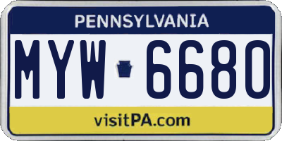 PA license plate MYW6680