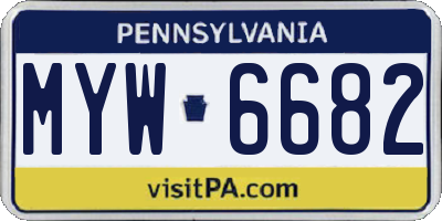 PA license plate MYW6682