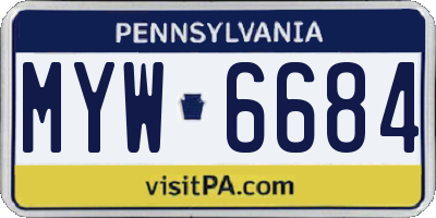 PA license plate MYW6684