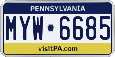 PA license plate MYW6685