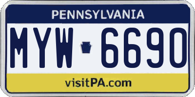 PA license plate MYW6690