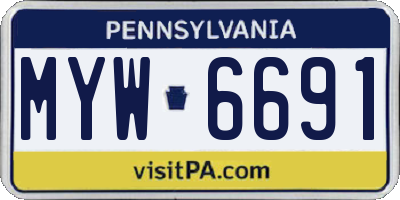 PA license plate MYW6691
