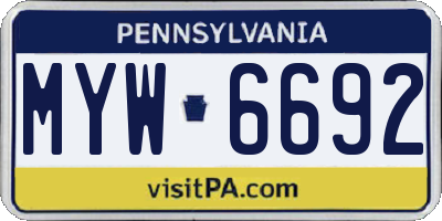 PA license plate MYW6692