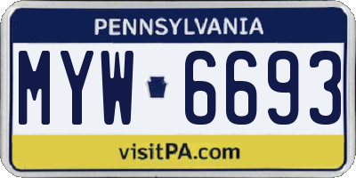 PA license plate MYW6693