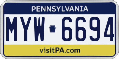 PA license plate MYW6694