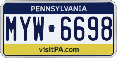 PA license plate MYW6698