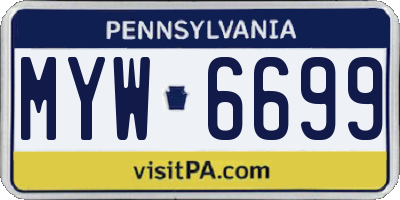 PA license plate MYW6699