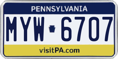 PA license plate MYW6707