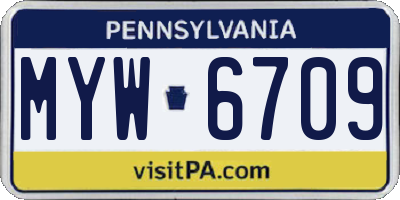 PA license plate MYW6709