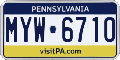 PA license plate MYW6710
