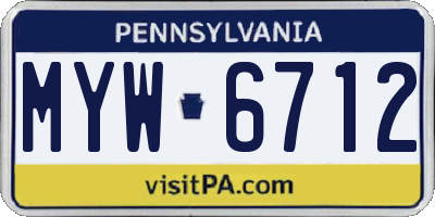PA license plate MYW6712