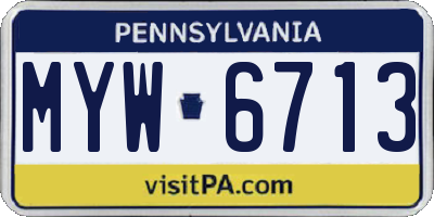 PA license plate MYW6713