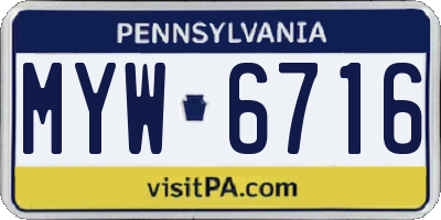 PA license plate MYW6716