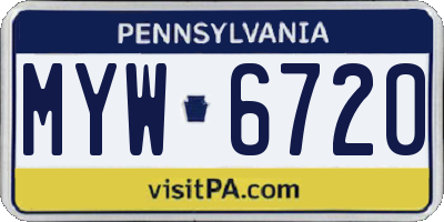 PA license plate MYW6720