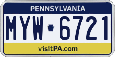 PA license plate MYW6721