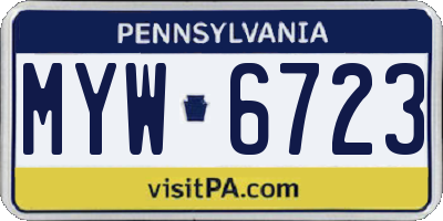 PA license plate MYW6723