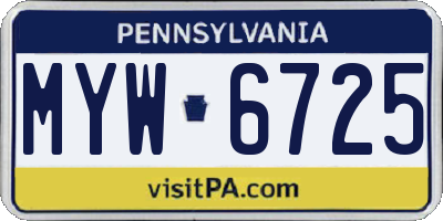 PA license plate MYW6725