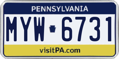 PA license plate MYW6731