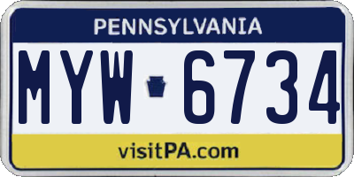 PA license plate MYW6734