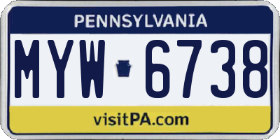 PA license plate MYW6738