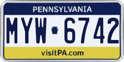 PA license plate MYW6742