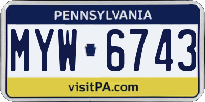 PA license plate MYW6743