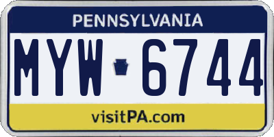 PA license plate MYW6744