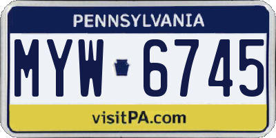 PA license plate MYW6745