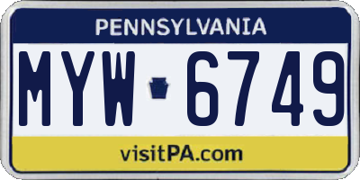 PA license plate MYW6749