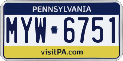 PA license plate MYW6751