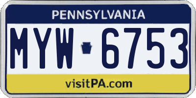 PA license plate MYW6753